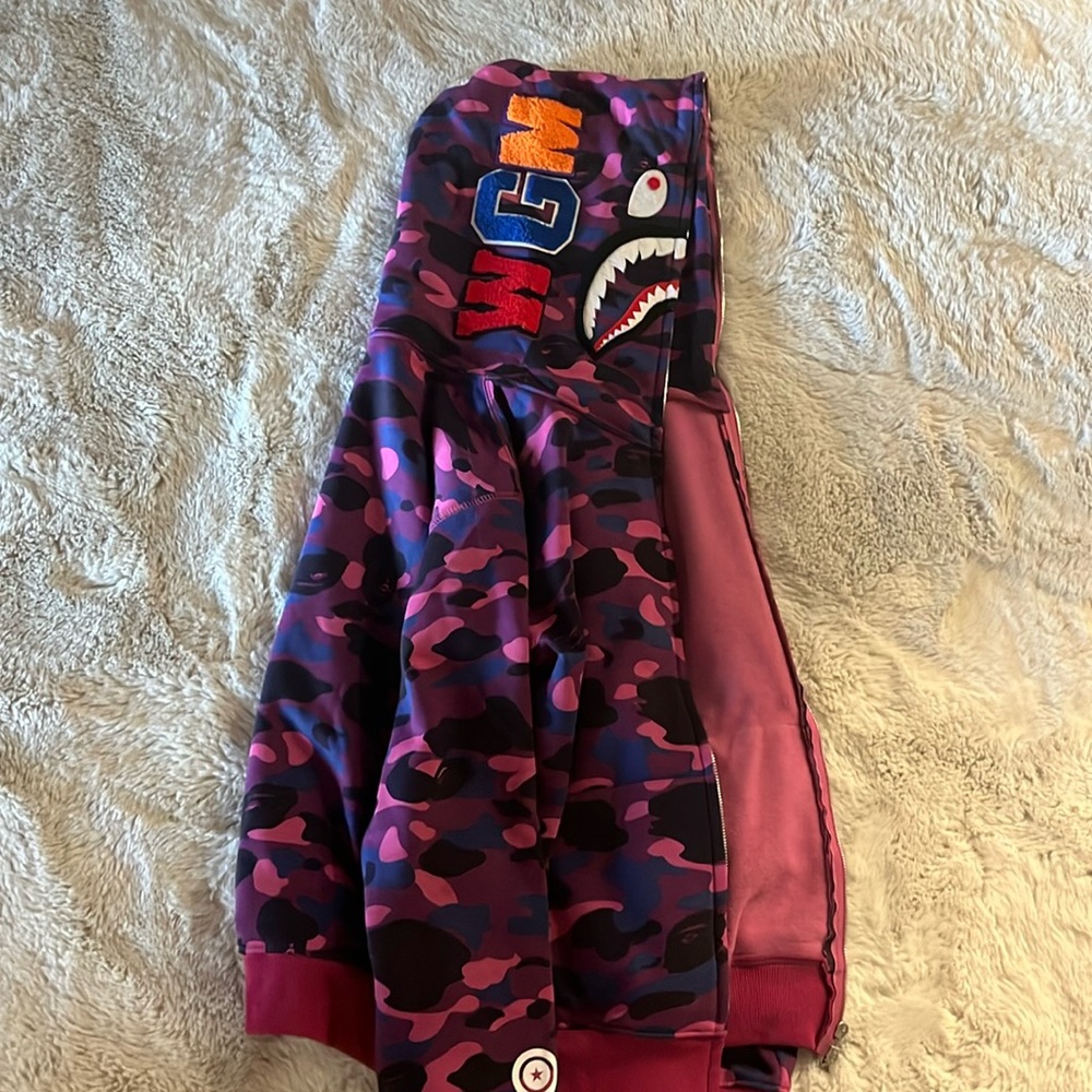 BAPE Color Camo Shark Purple Full Zip Hoodie Mens Size Large used